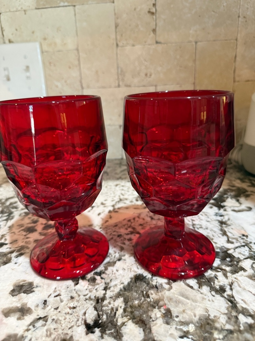 2 Viking Georgean Vibrant Bright Red Goblets . Excellent Condition. Very Nice!